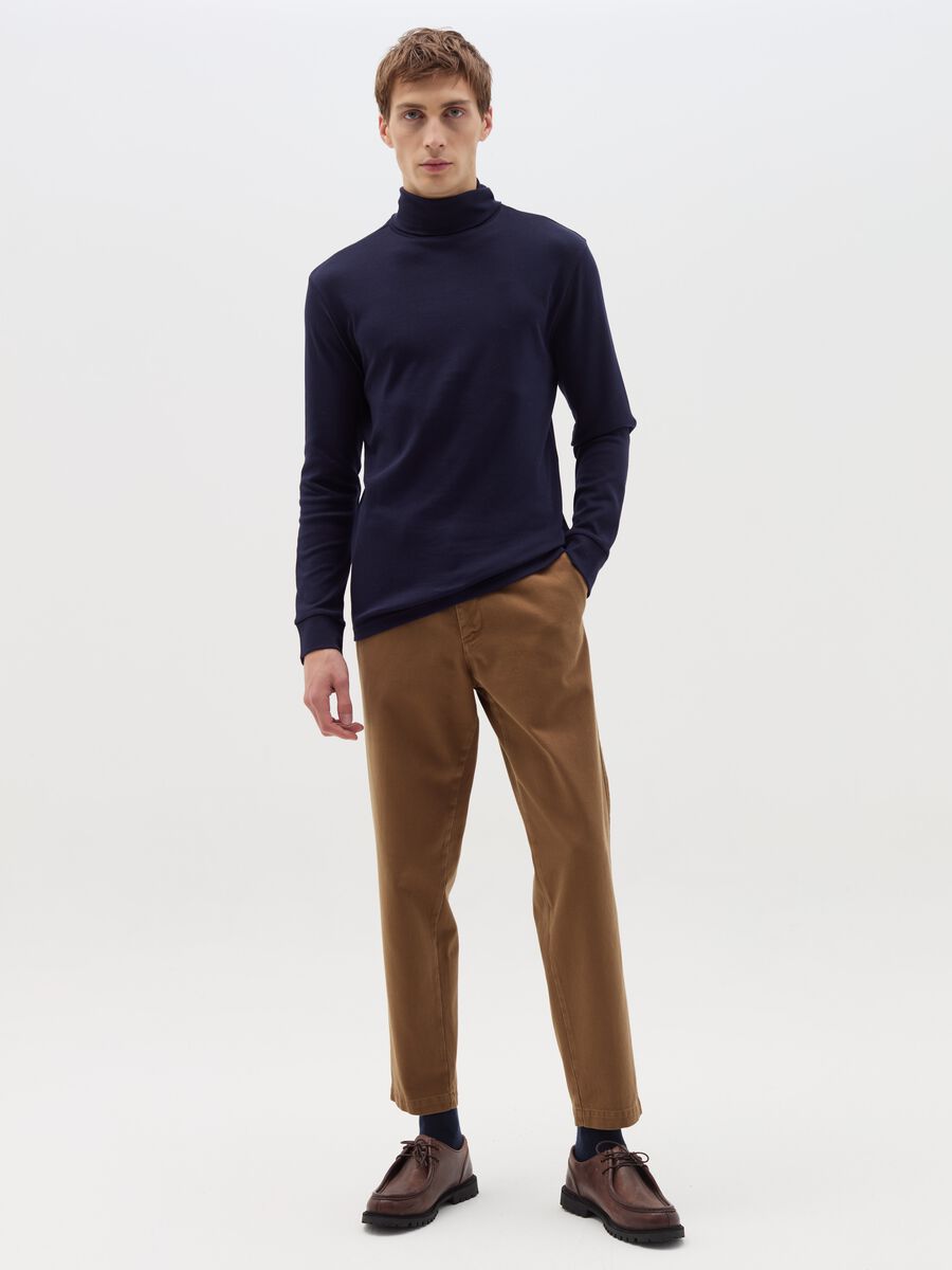 Interlock cotton T-shirt with high neck_1