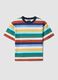 Boys' Regular Fit Multicoloured Striped Pure Cotton T-shirt_3