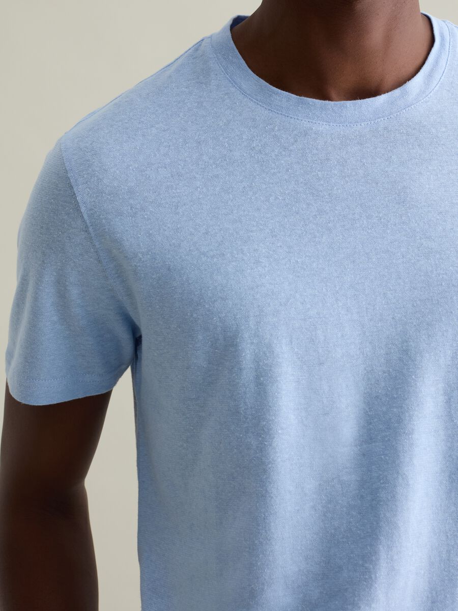 T-shirt with round neck in linen and cotton_2