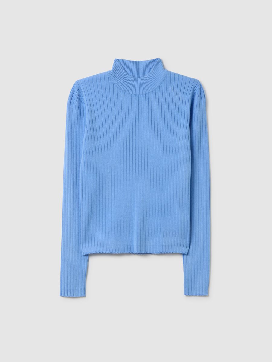 Maglione a collo alto azzurro in maglia a coste_4