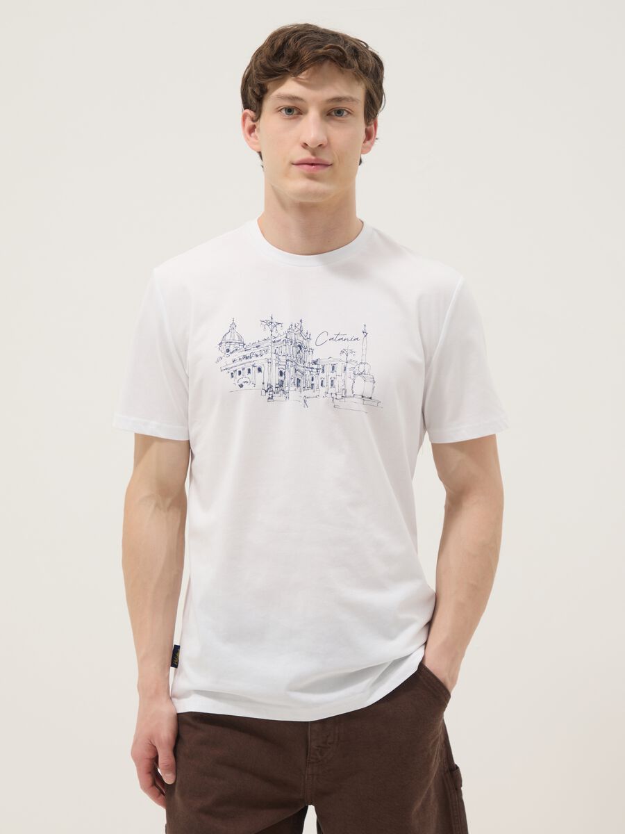 White pure cotton regular-fit printed T-shirt_0