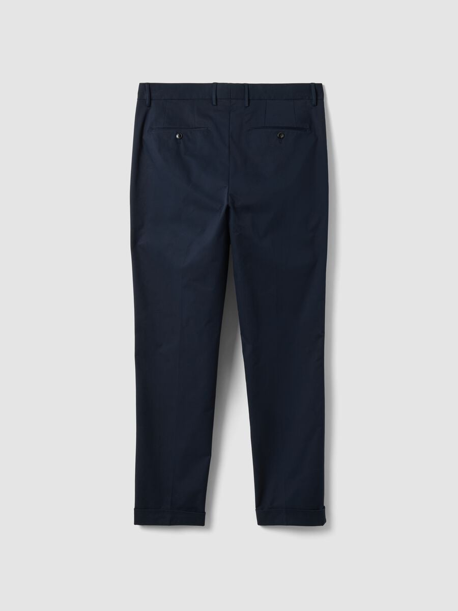 Pantaloni chino blu in twill di cotone elasticizzato regular fit_2