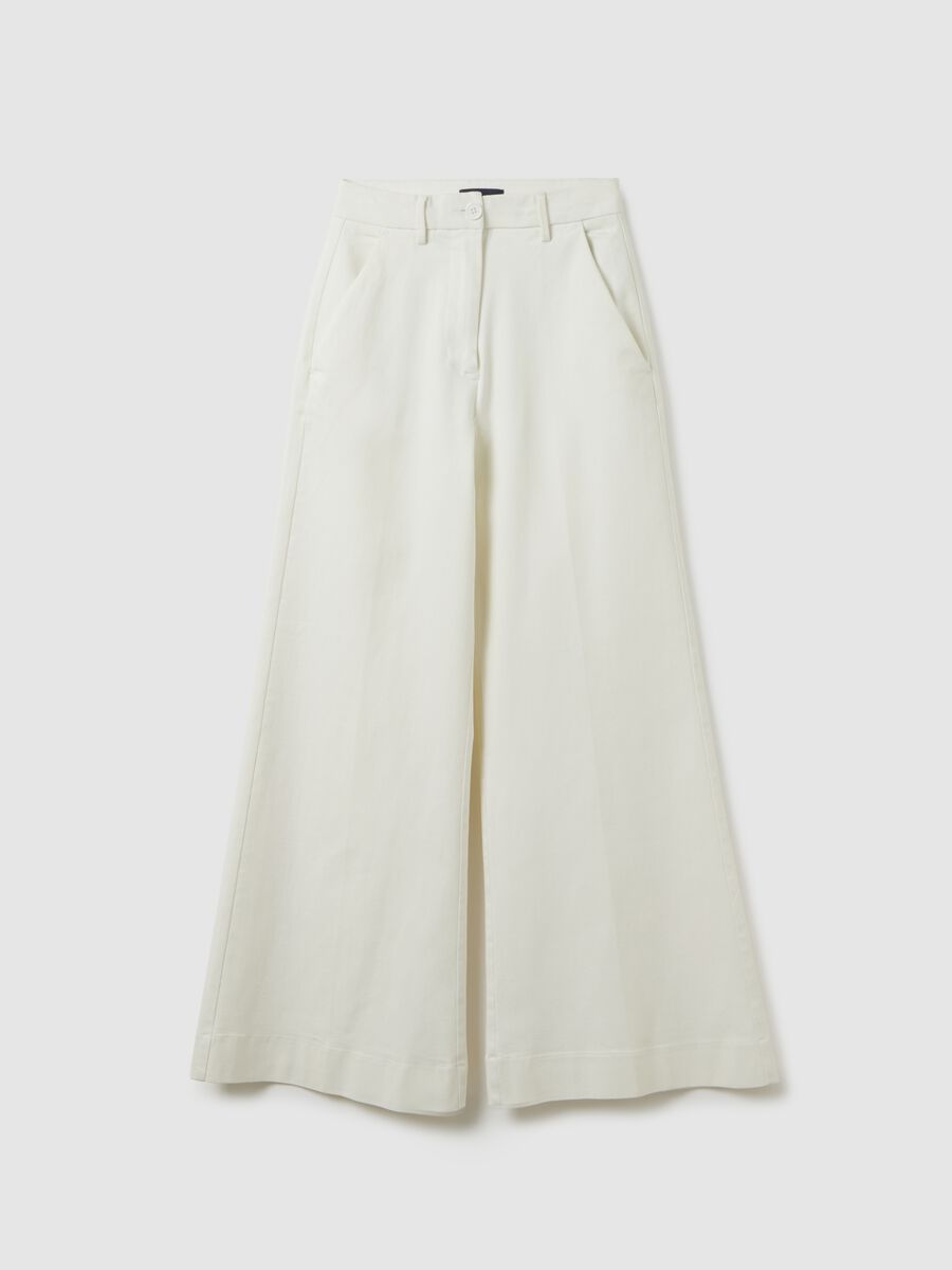Jeans bianco a gamba larga denim in misto cotone _4