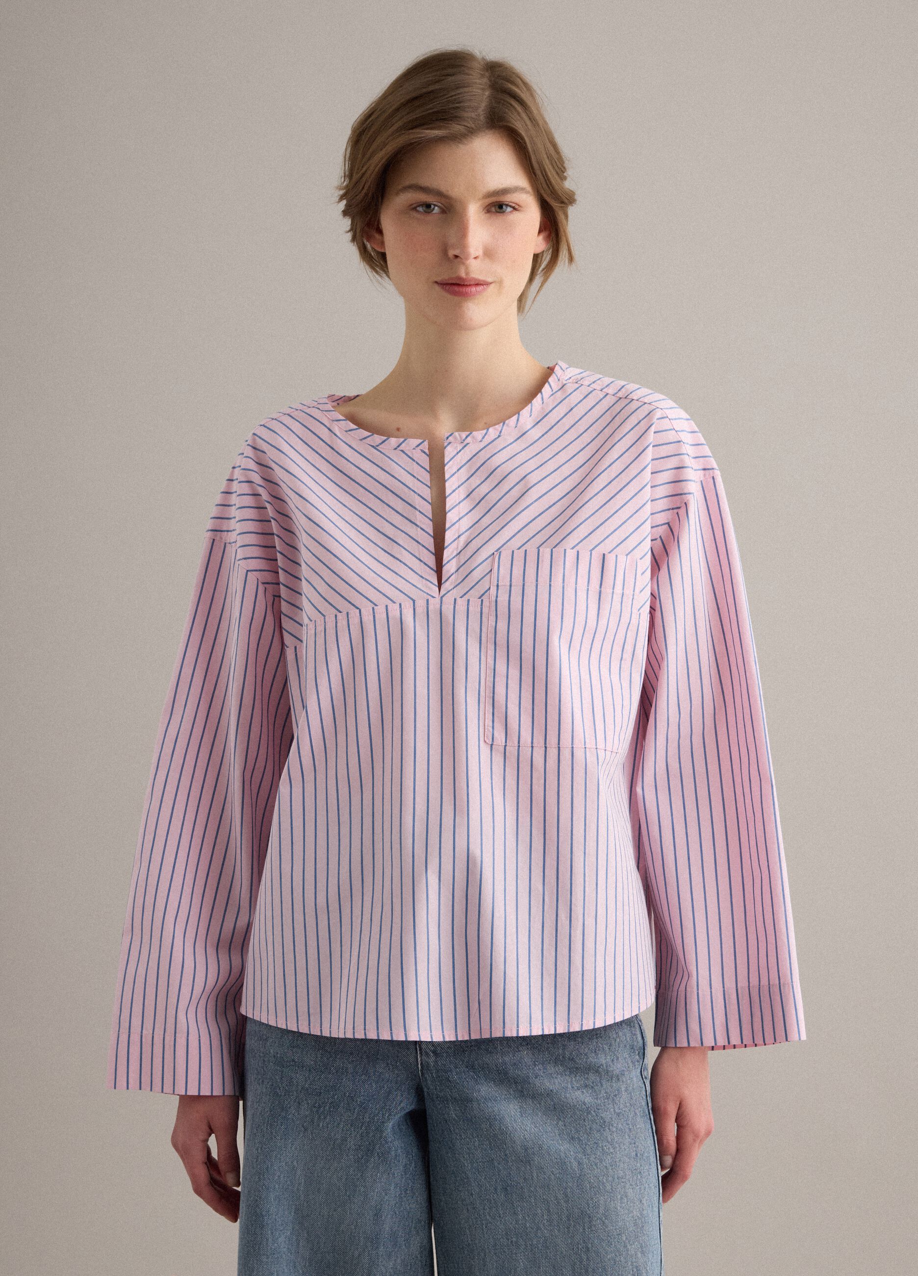 Regular-fit multicolour striped pure cotton shirt with chest pocket