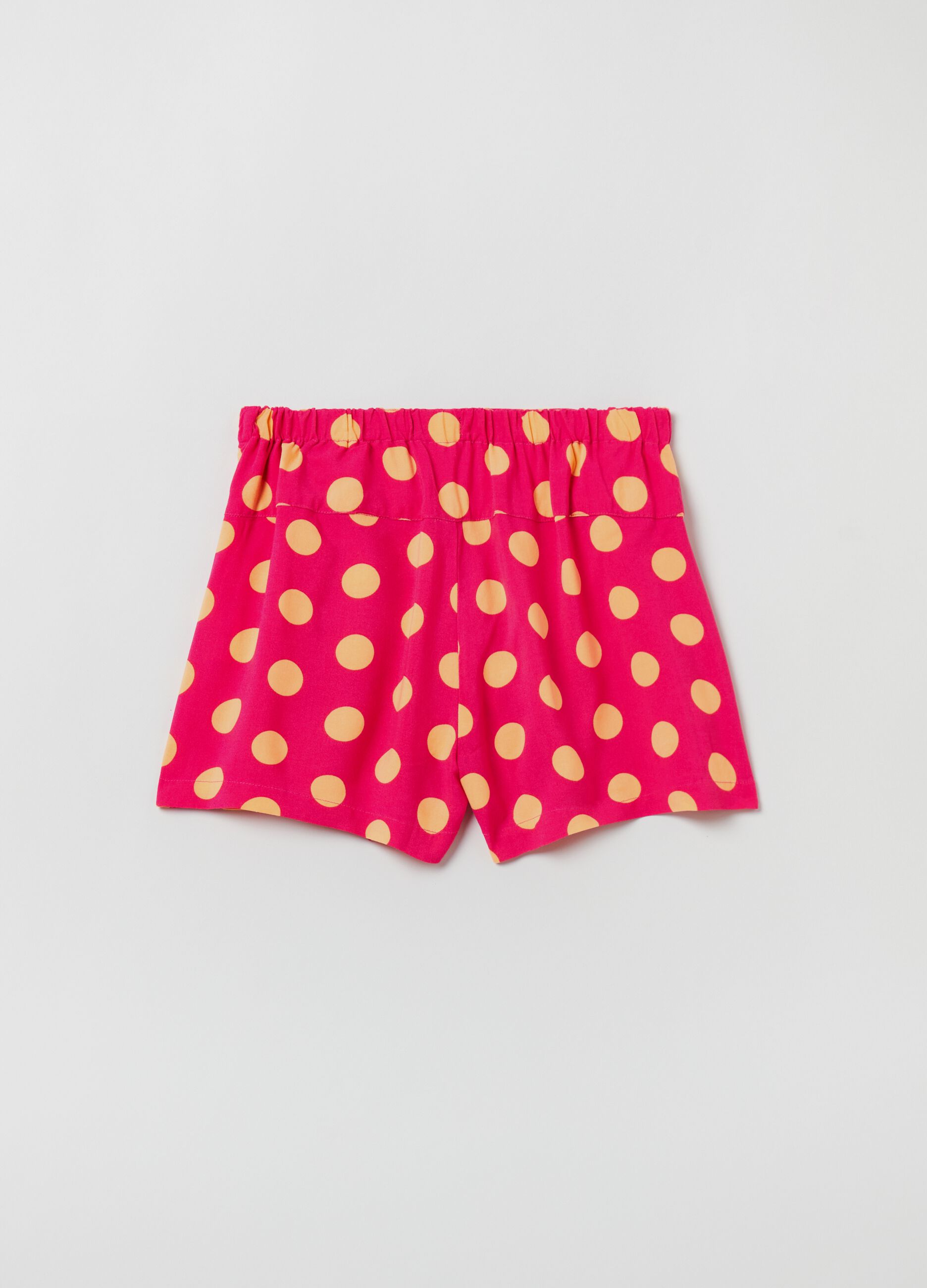 Shorts con fiocco e stampa polka dots_1
