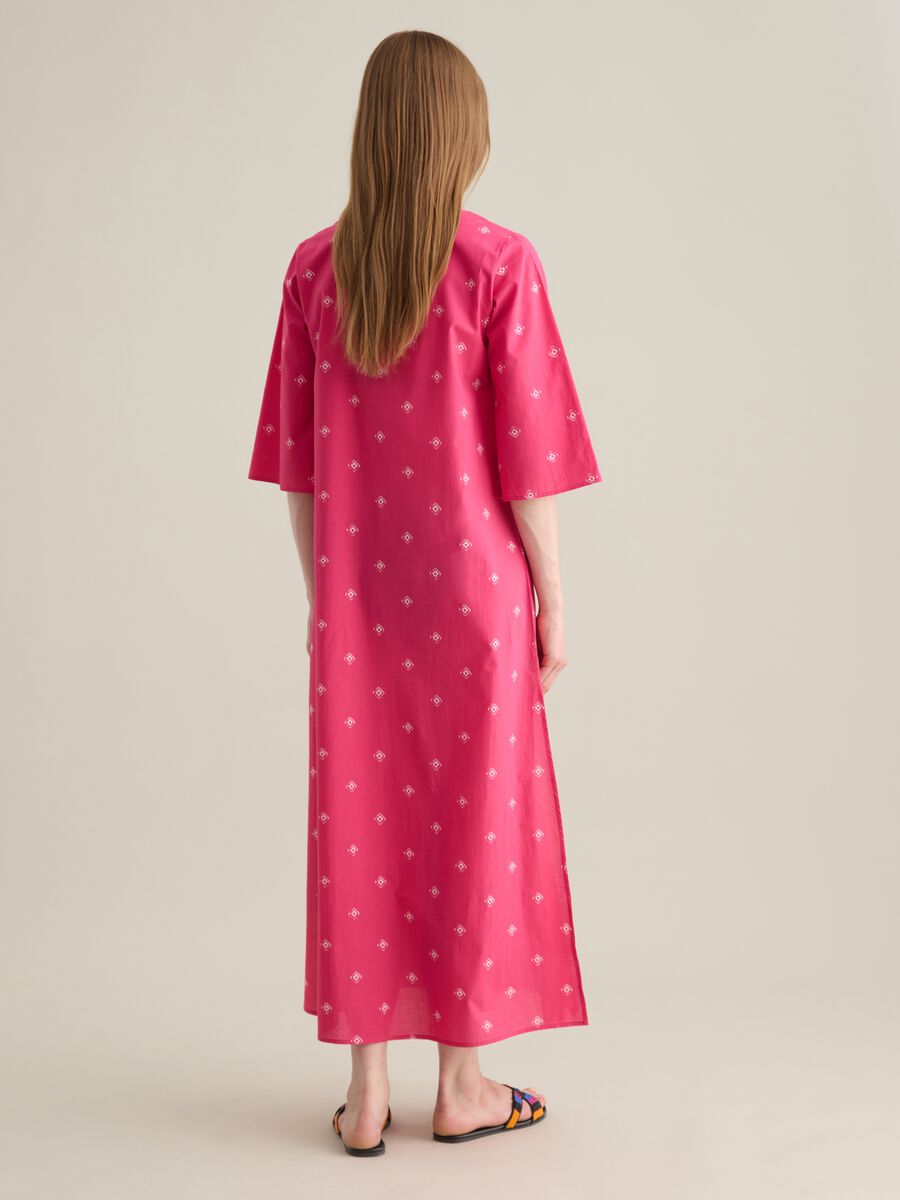 Women's Long Dress in Pure Pink Cotton_3