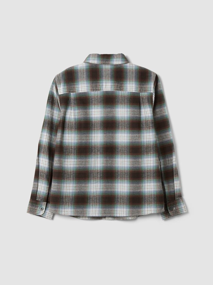 Camicia marrone a quadri in puro cotone_5