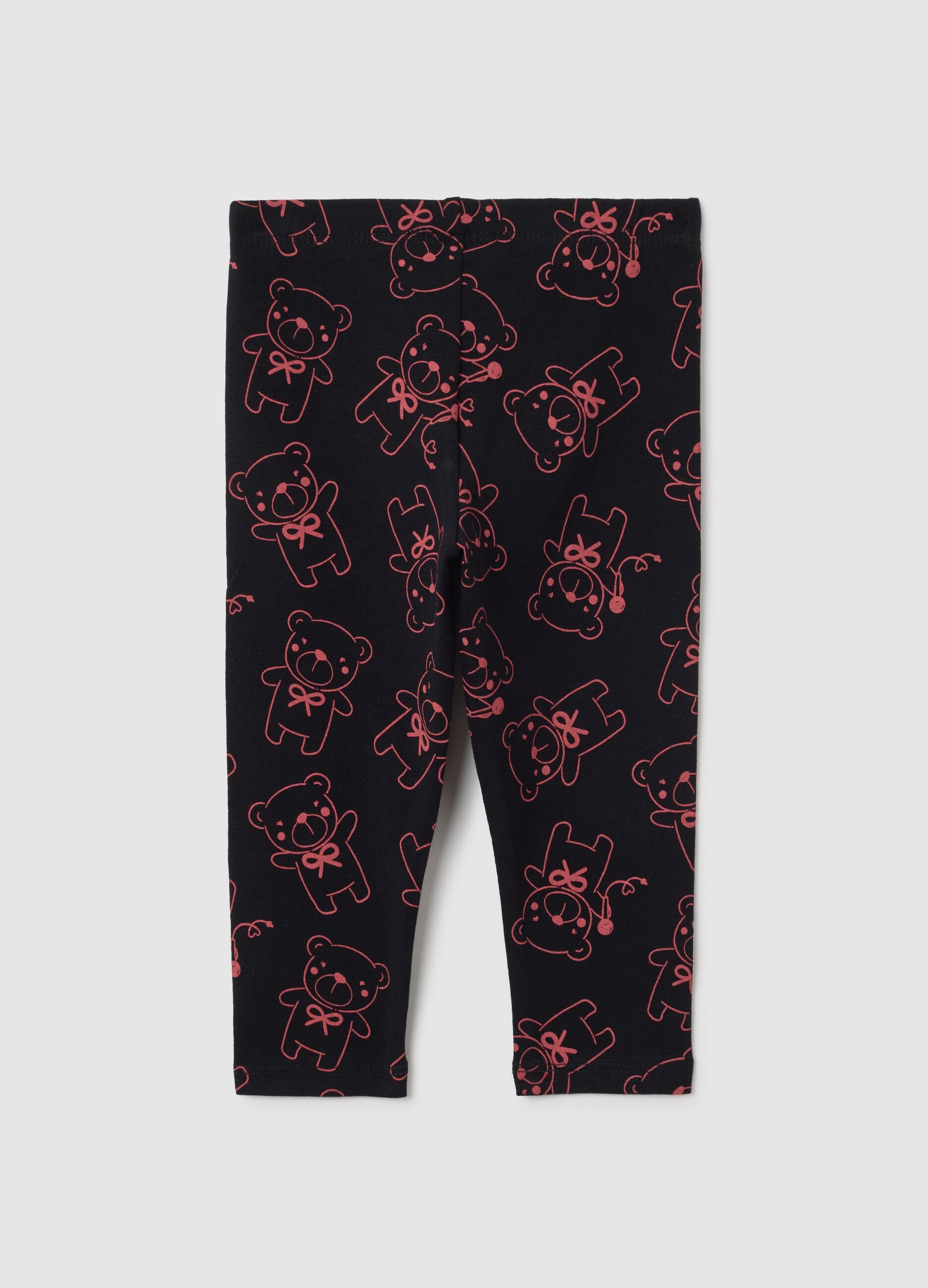 Leggings da bambina in cotone elasticizzato nero