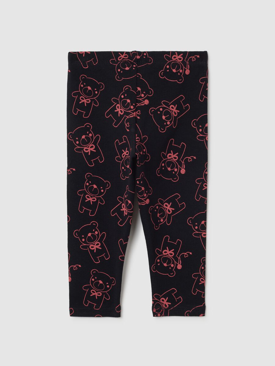 Leggings da bambina in cotone elasticizzato nero_1