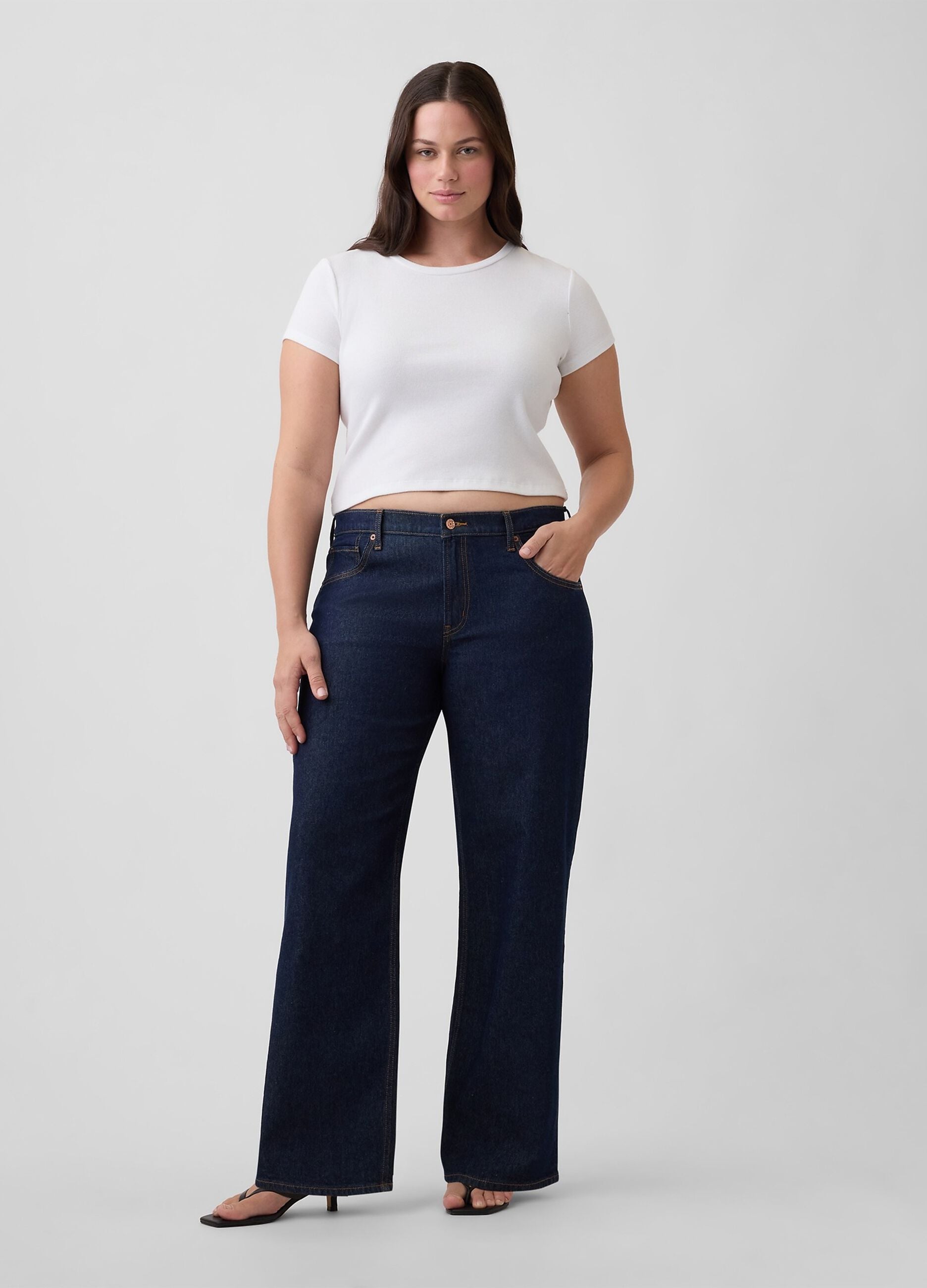 Five-pocket stretch cotton denim jeans