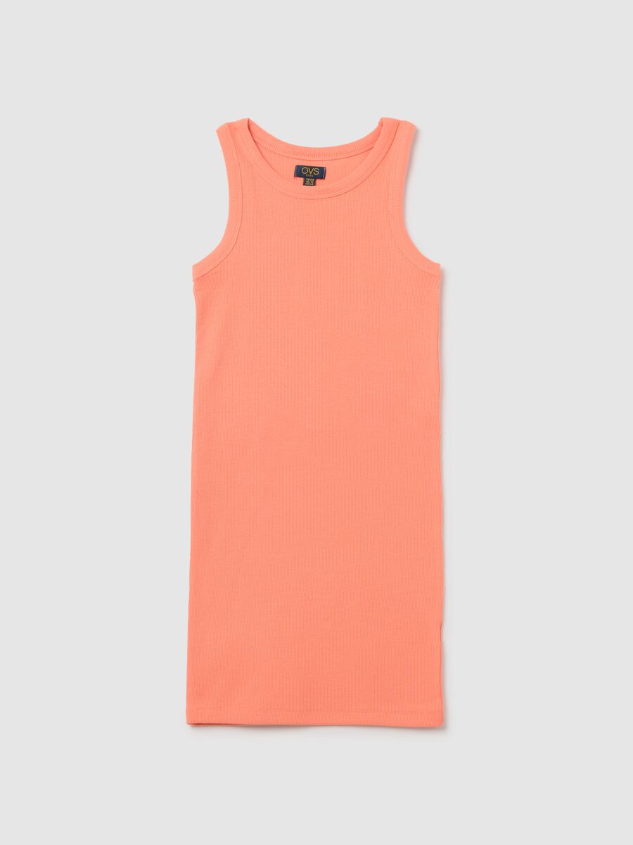 Girls' fitted pink stretch cotton sheath dress_0