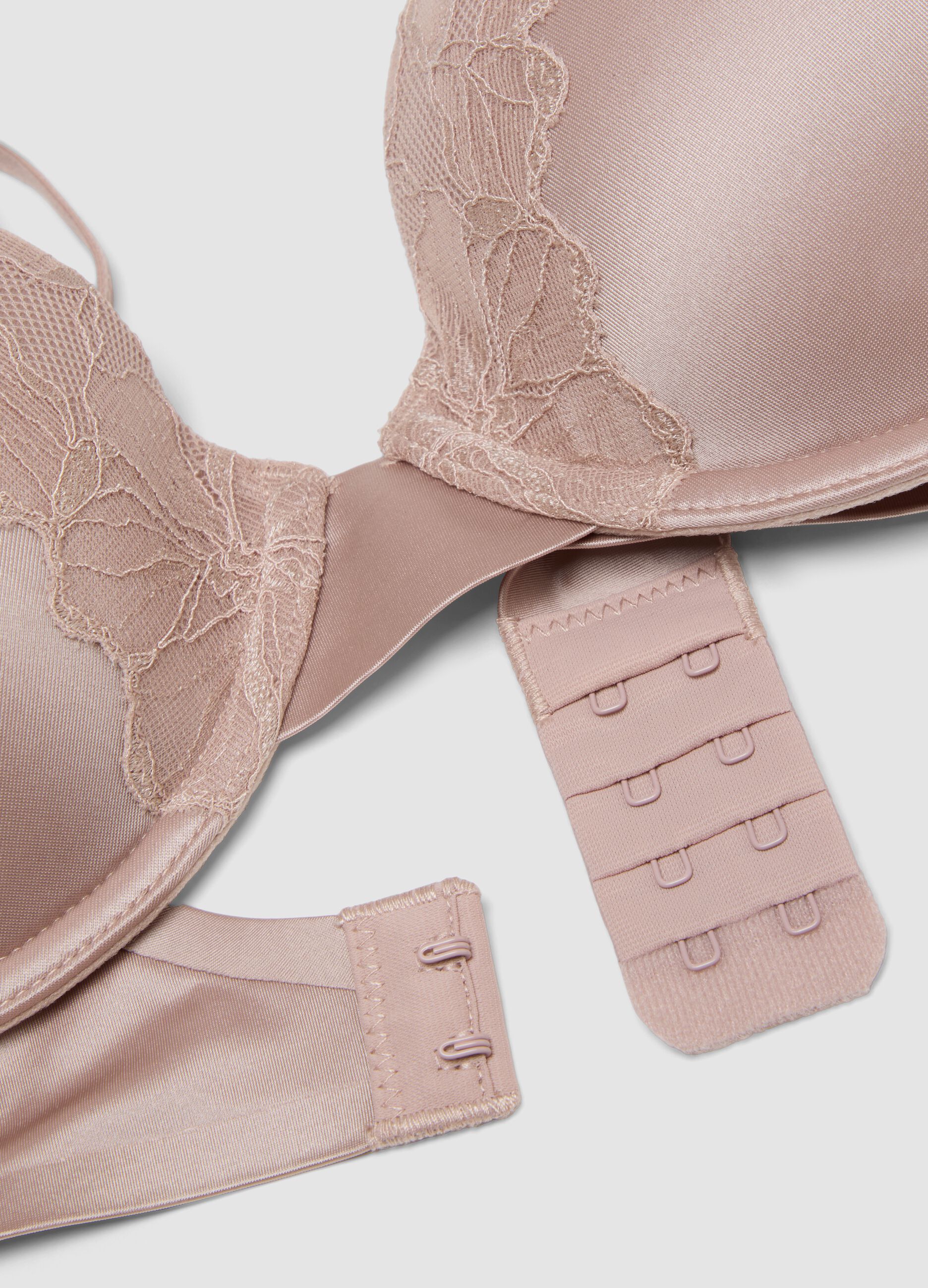Pink stretch microfibre bra with lace