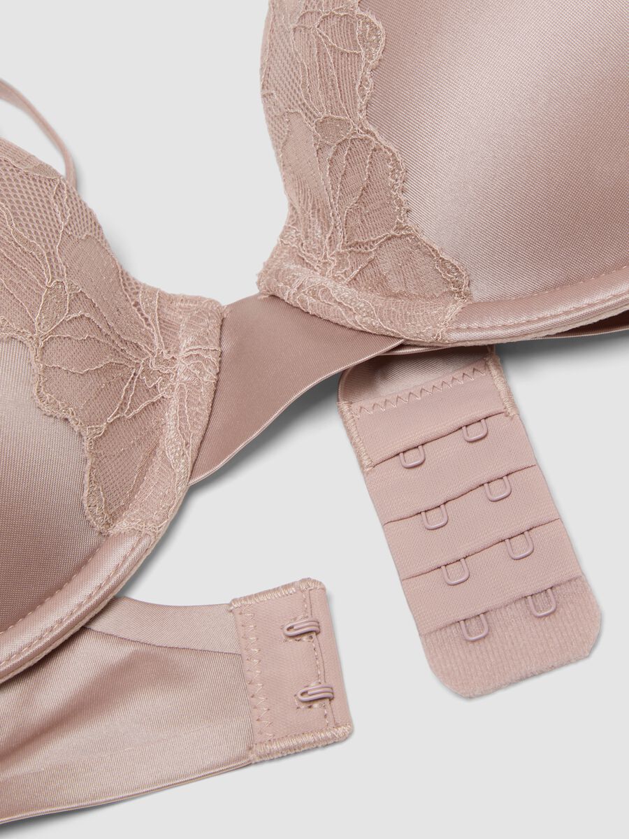 Pink stretch microfibre bra with lace_1