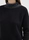 Black regular fit sweater with ribbed collar and cut-out details_3