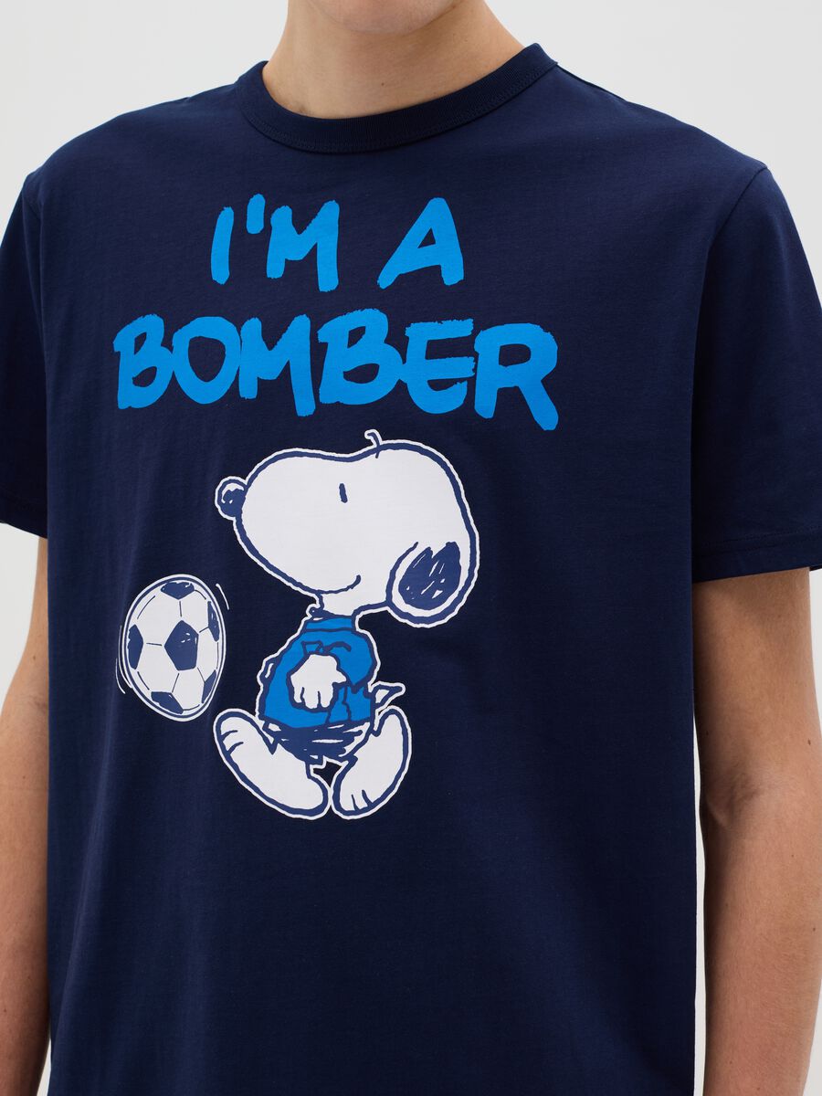 Blue T-shirt with Snoopy footballer print_2