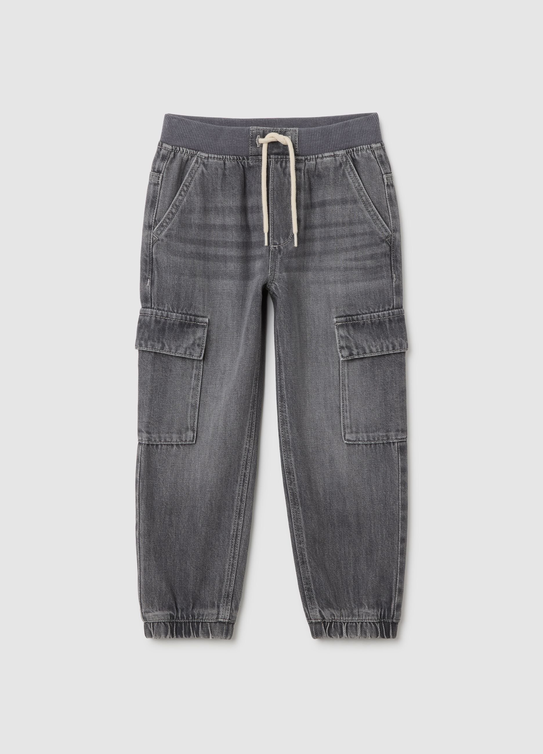 Grey children's cotton blend trousers