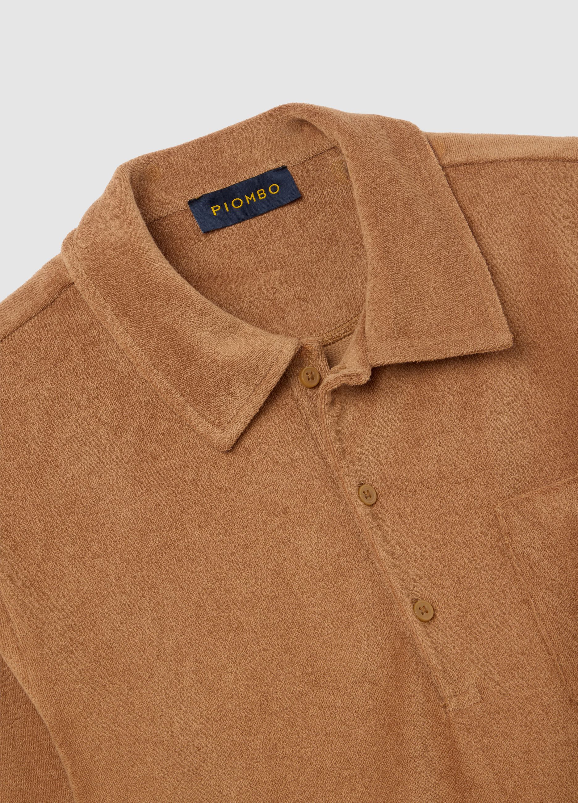 Brown short sleeve cotton blend polo