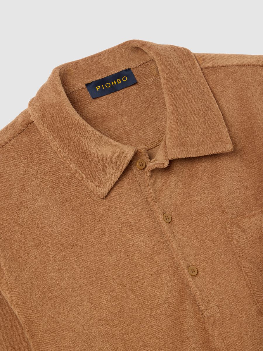 Brown short sleeve cotton blend polo_5