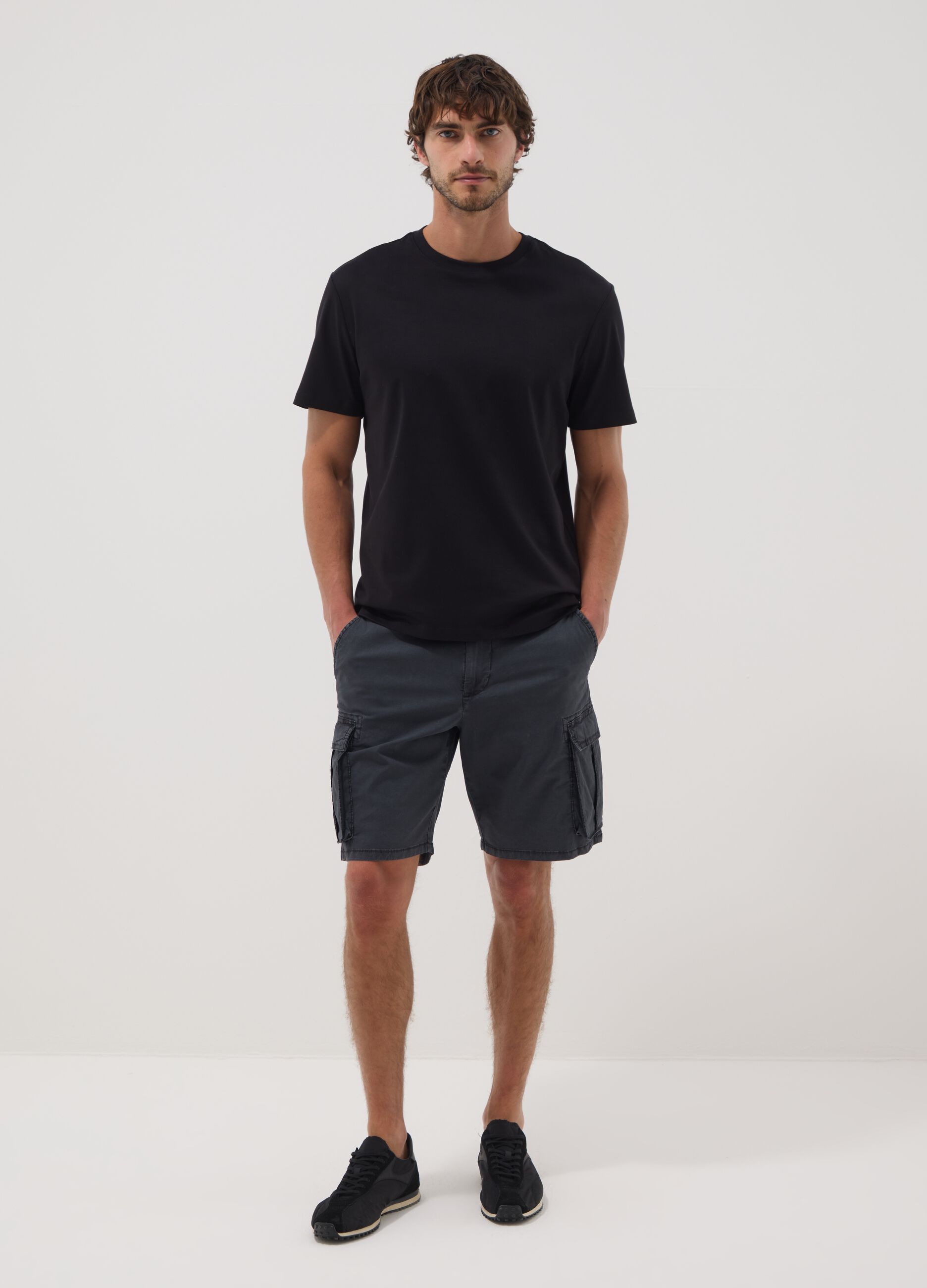 Blue short-sleeve pure cotton T-shirt