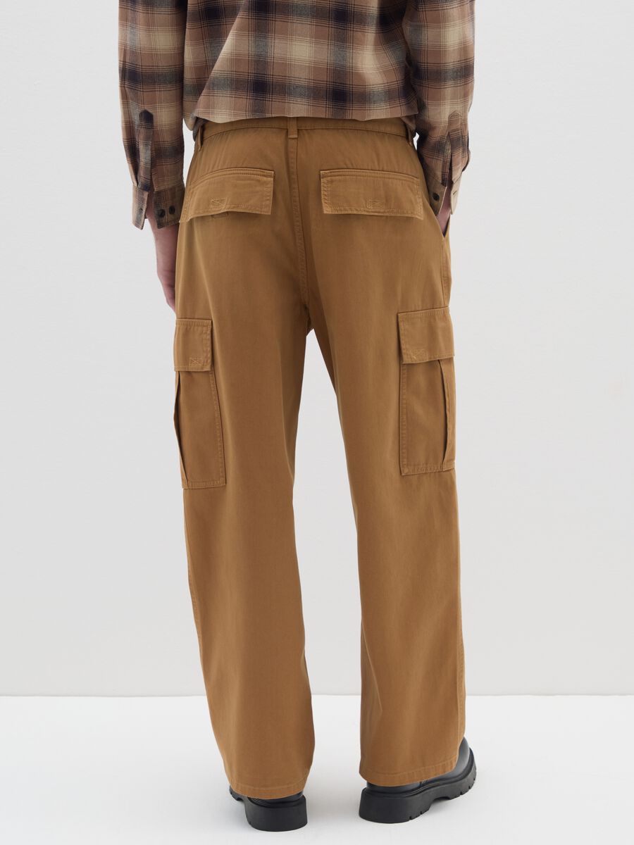 Brown Baggy Pure Cotton Cargo Trousers_3