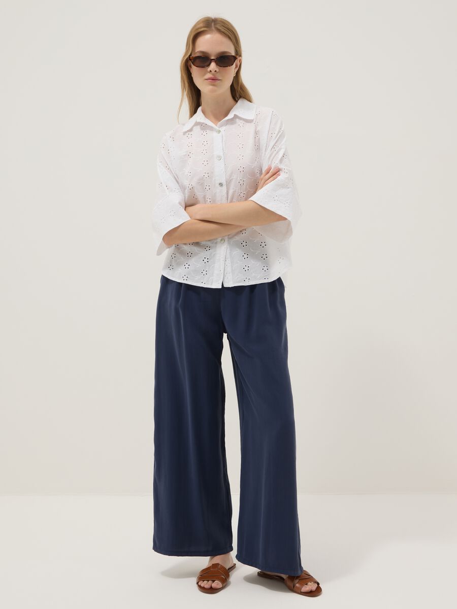 White broderie cotton shirt, regular fit_2