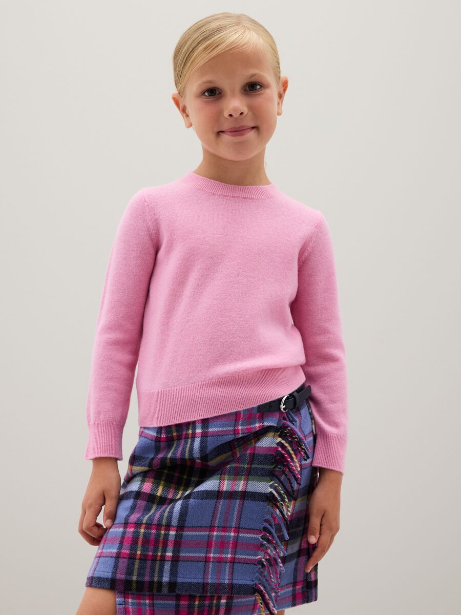 Girls' Pink Pullover in Pure Wool_0