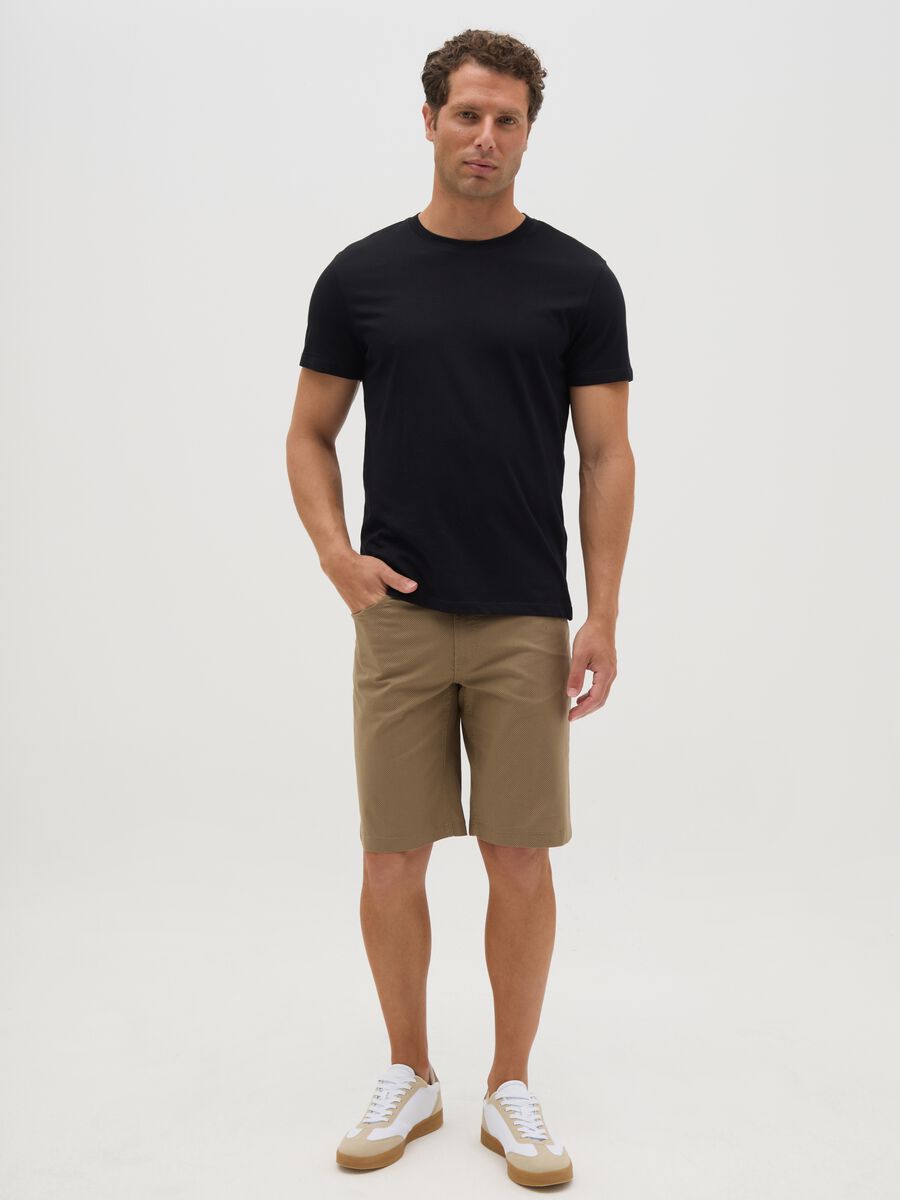 Men's stretch cotton brown regular fit shorts_0