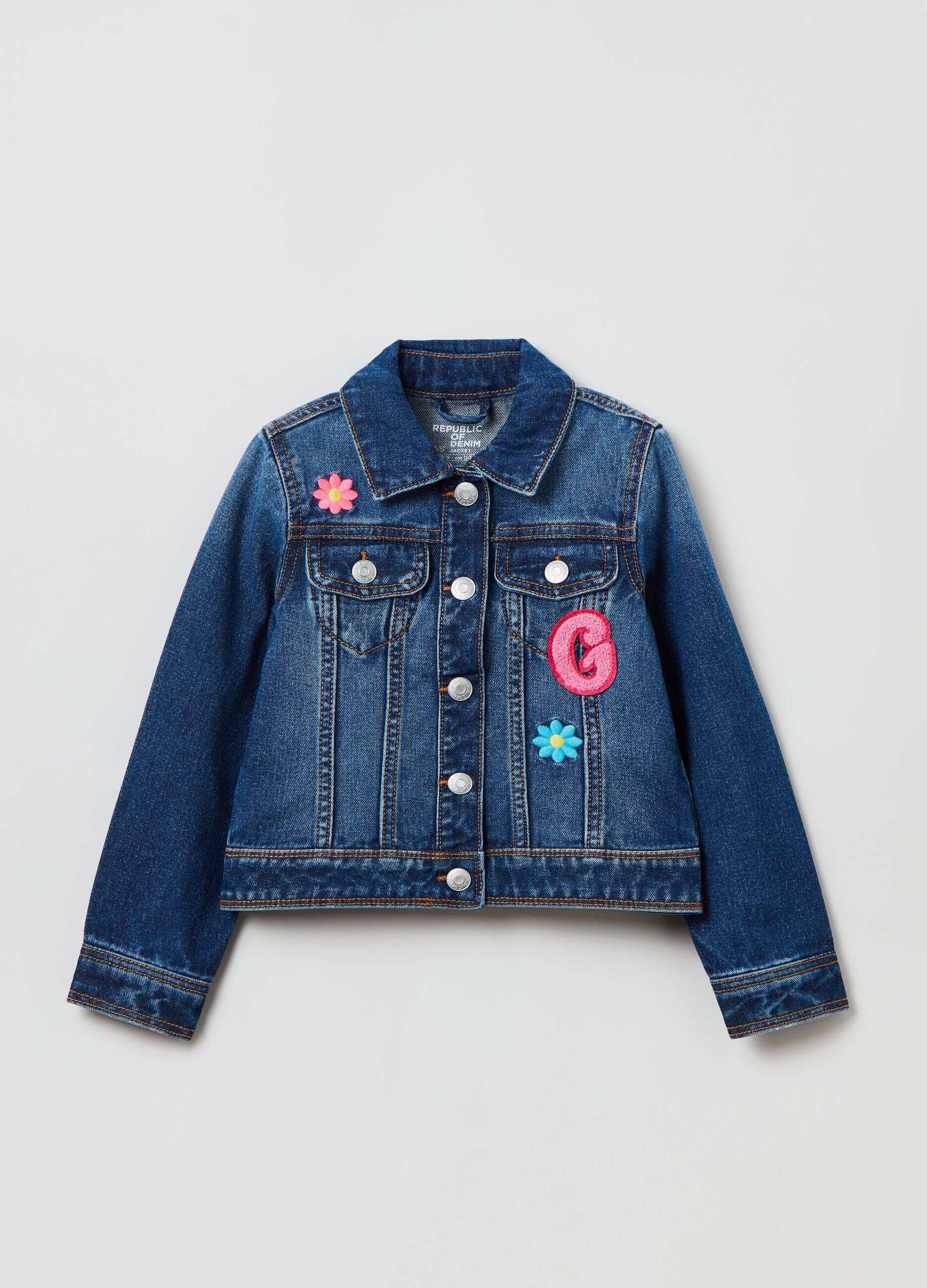 Denim jacket with patch