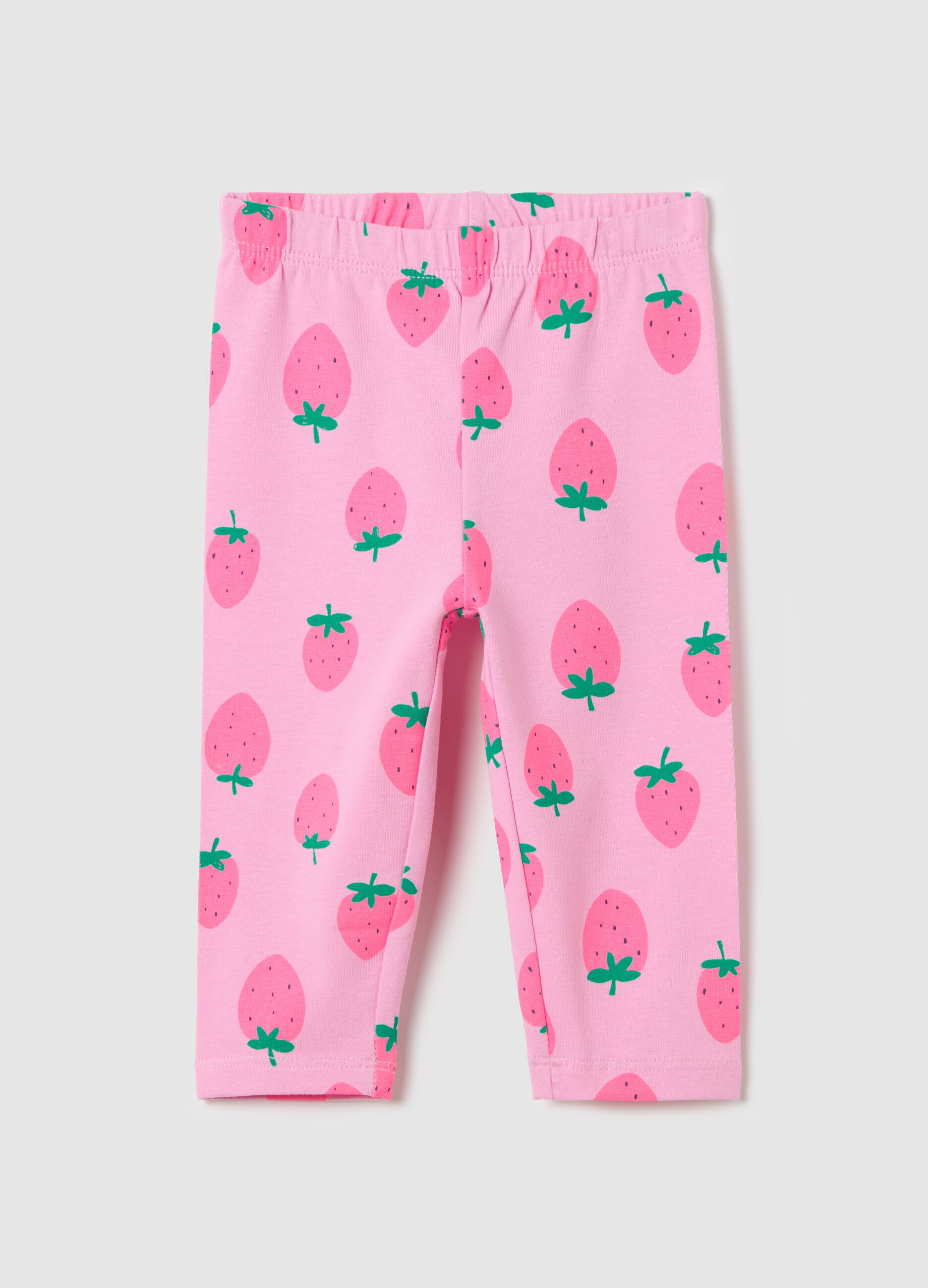 Three-quarter leggings in stretch cotton with print