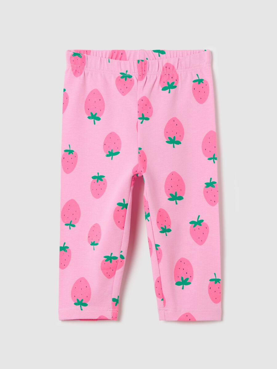 Three-quarter leggings in stretch cotton with print_0