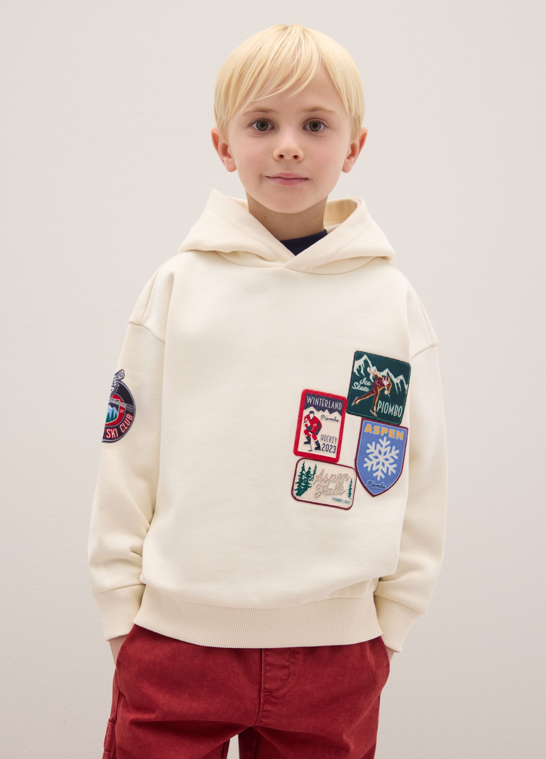 White oversized cotton blend children's hoodie