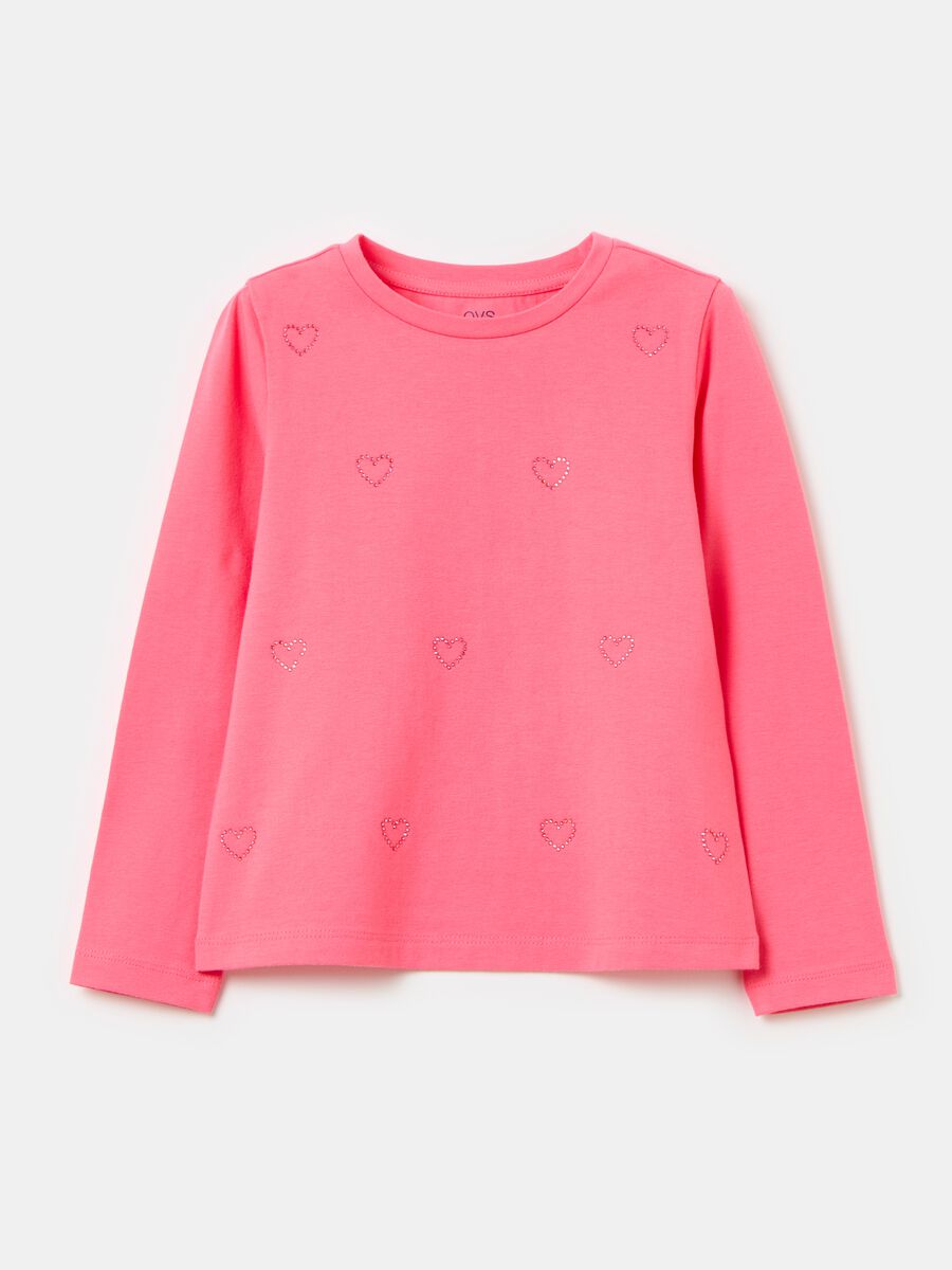 Long-sleeved T-shirt with diamantés_0