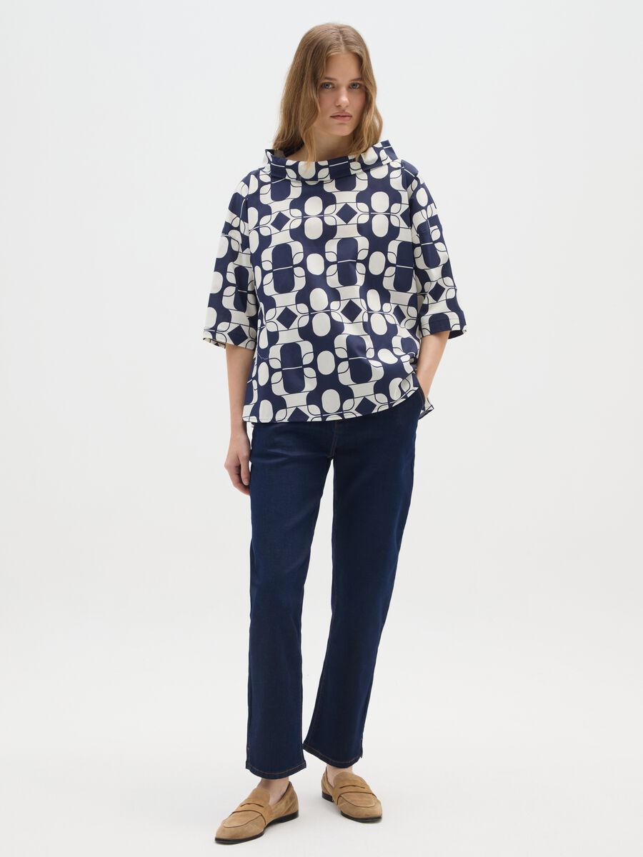 Multicolour Stretch Cotton Top with Print_1