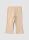 Beige organic stretch-cotton flared leggings_0