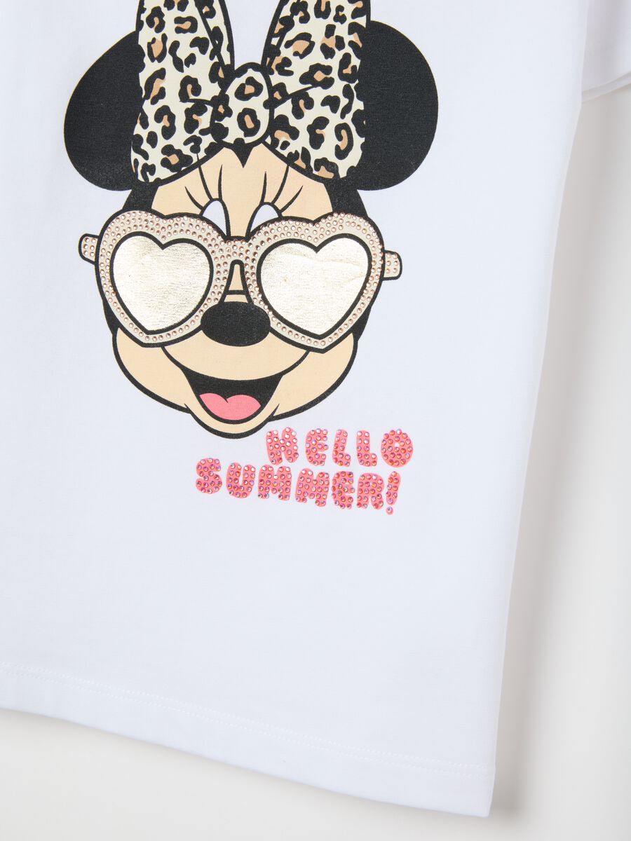 Girls' white stretch cotton t-shirt with print_2