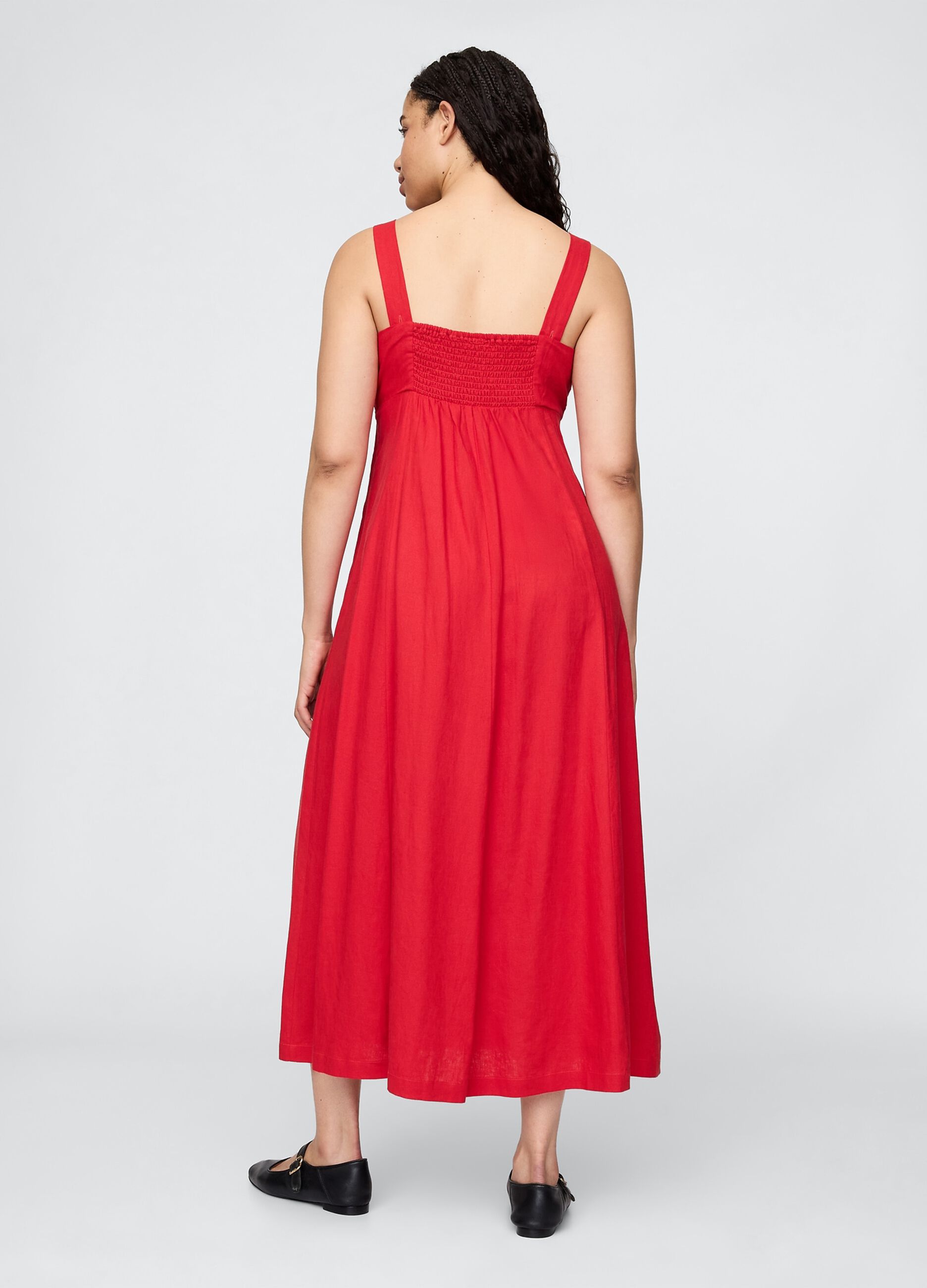 Gap Red Long Linen and Viscose Dress