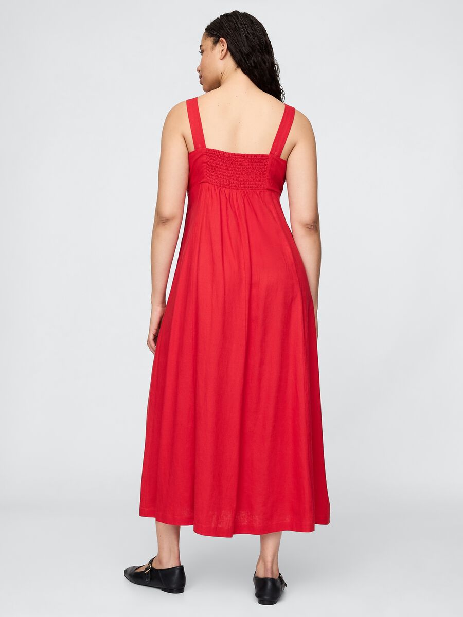 Gap Red Long Linen and Viscose Dress_4