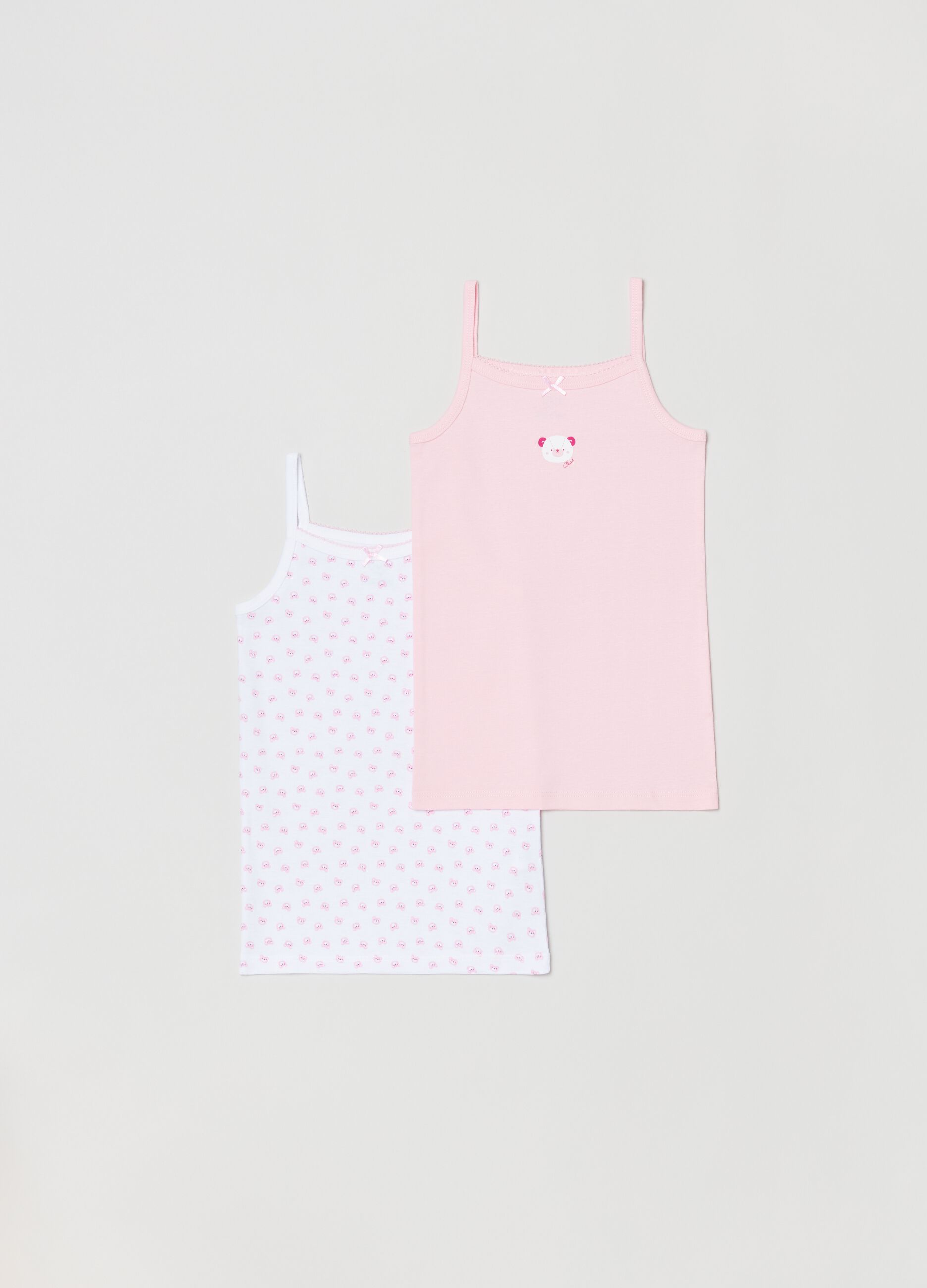 Bipack canotte in cotone con fiocchetto Bianco Rosa OVS KIDS da