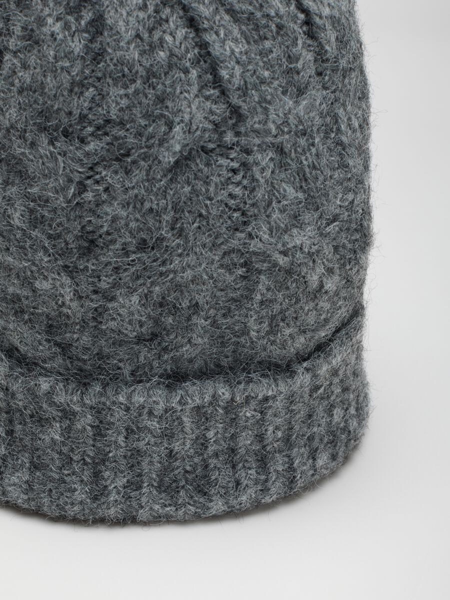 Grey Wool Blend Stretchable Beanie_1