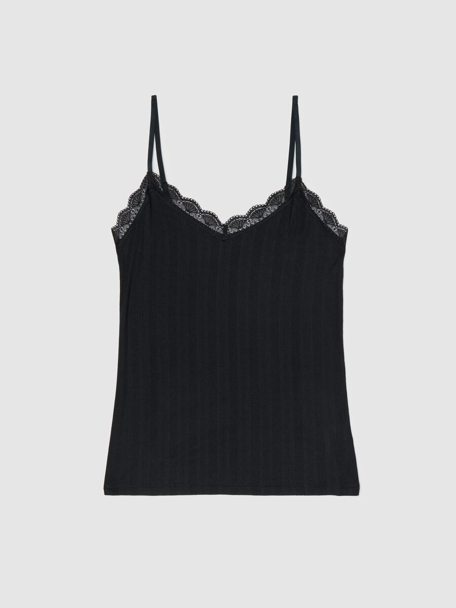 Pointelle vest with V neck with lace_4