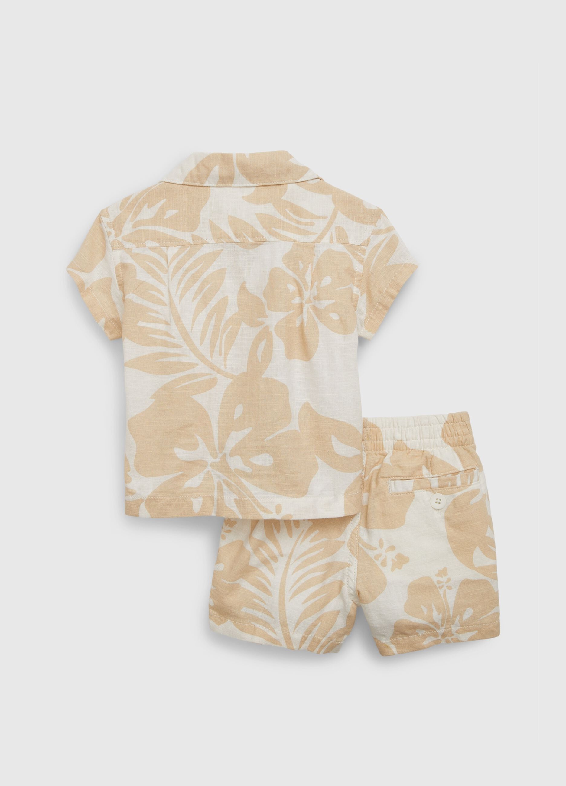 Set camicia e shorts in lino e cotone_1