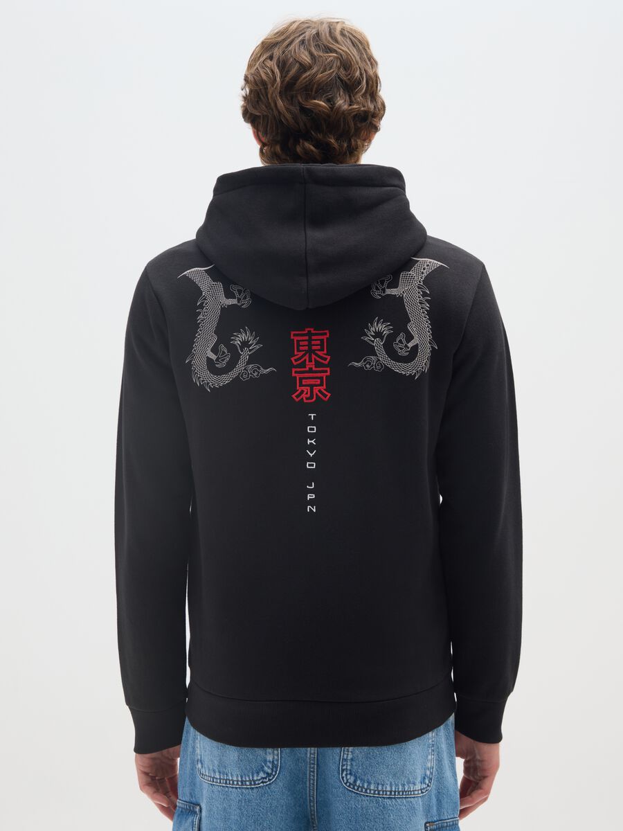 Black Cotton Blend Sweatshirt with Print_2