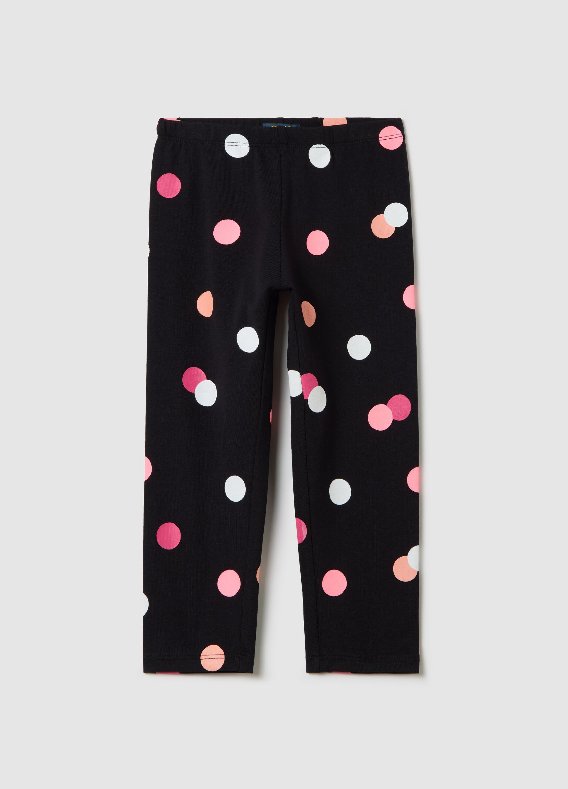 Black three-quarter leggings in stretch cotton