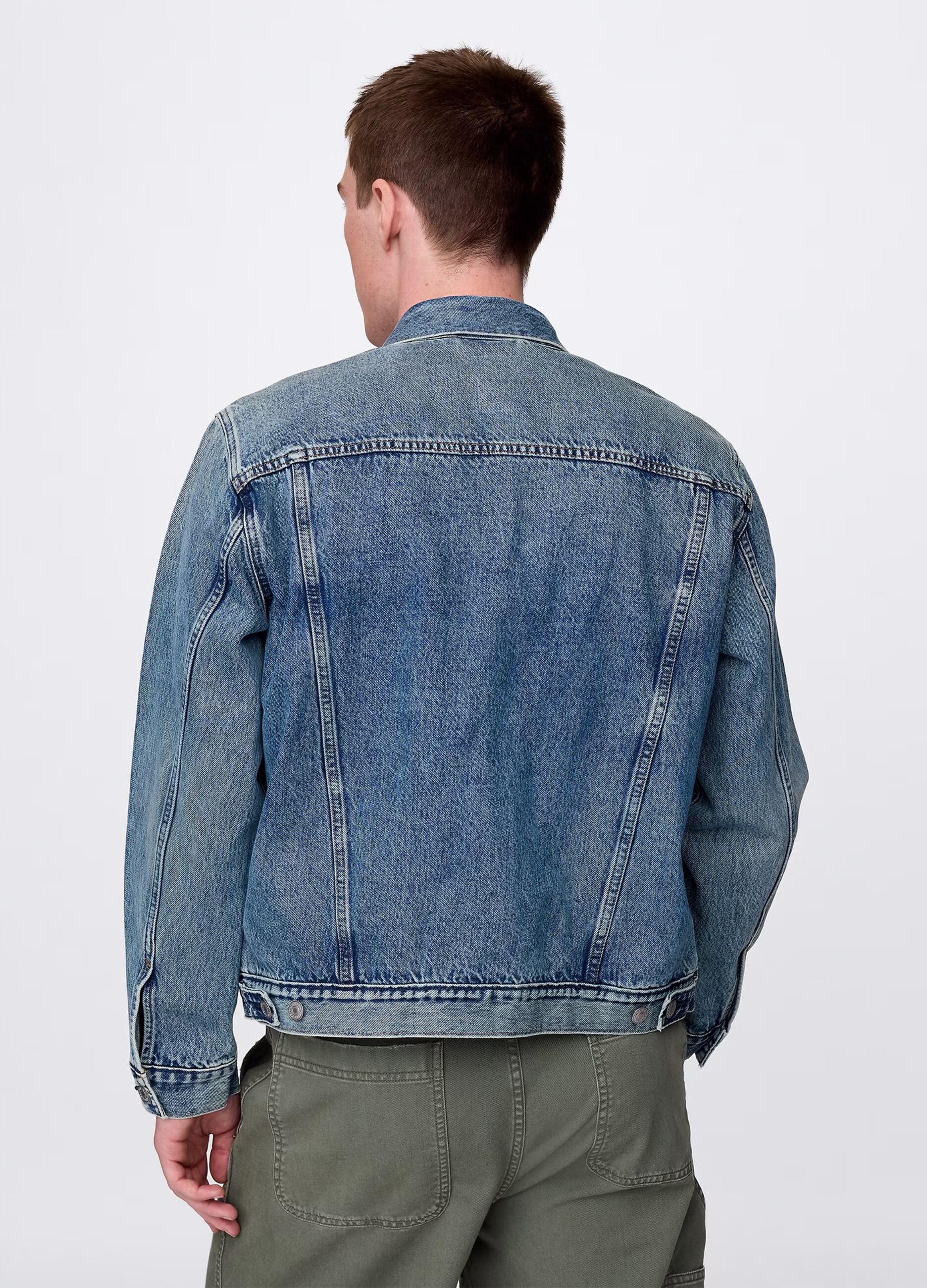 Short acid wash denim jacket