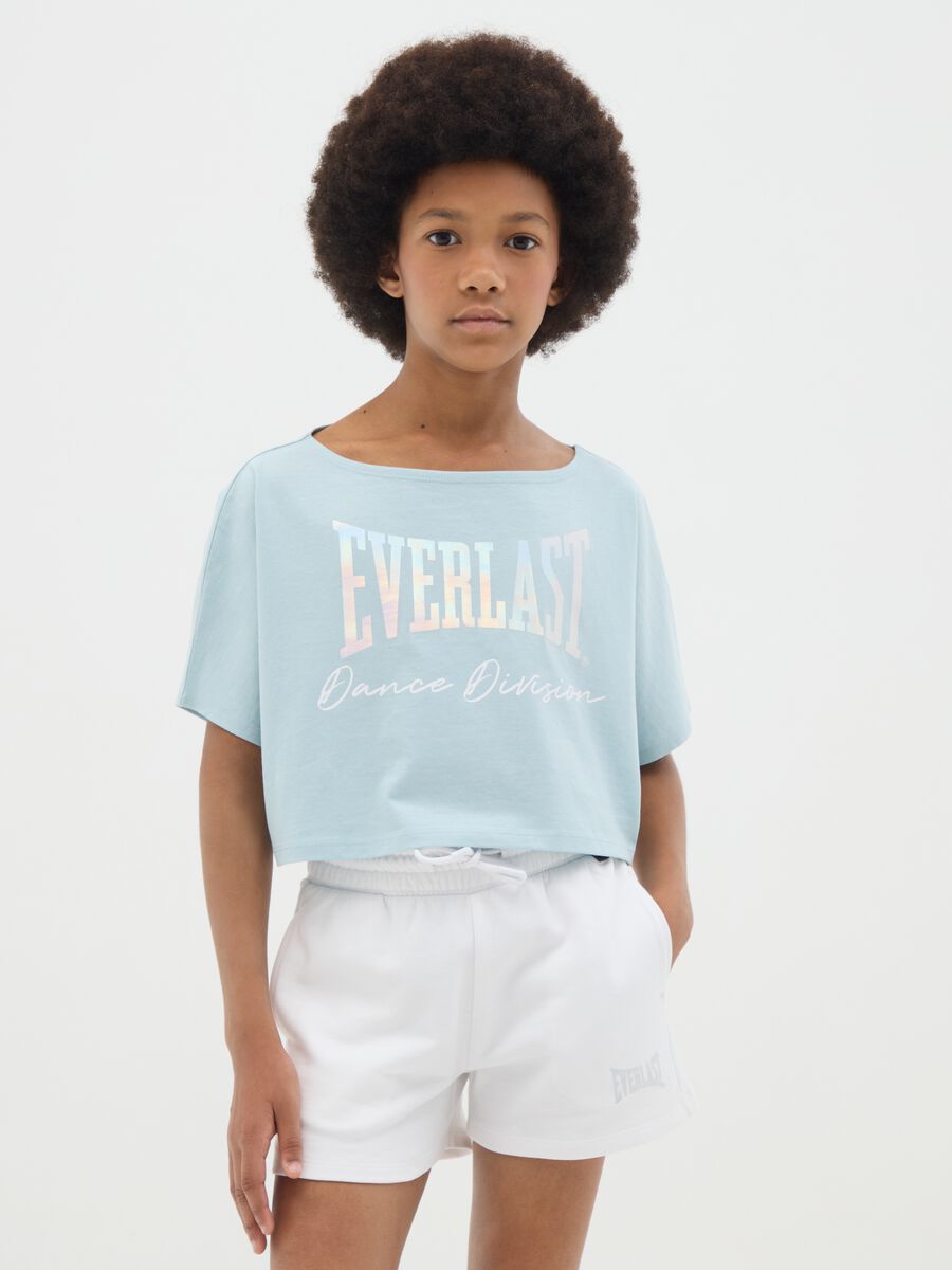 Girls' pure cotton sky blue boxy fit T-shirt_0