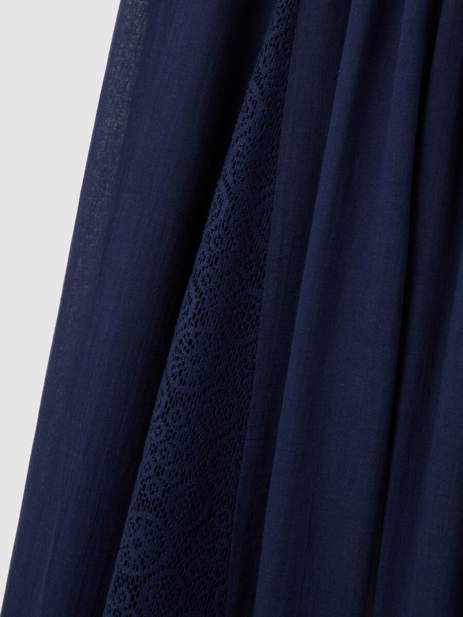 Women's wide blue pure cotton trousers_5