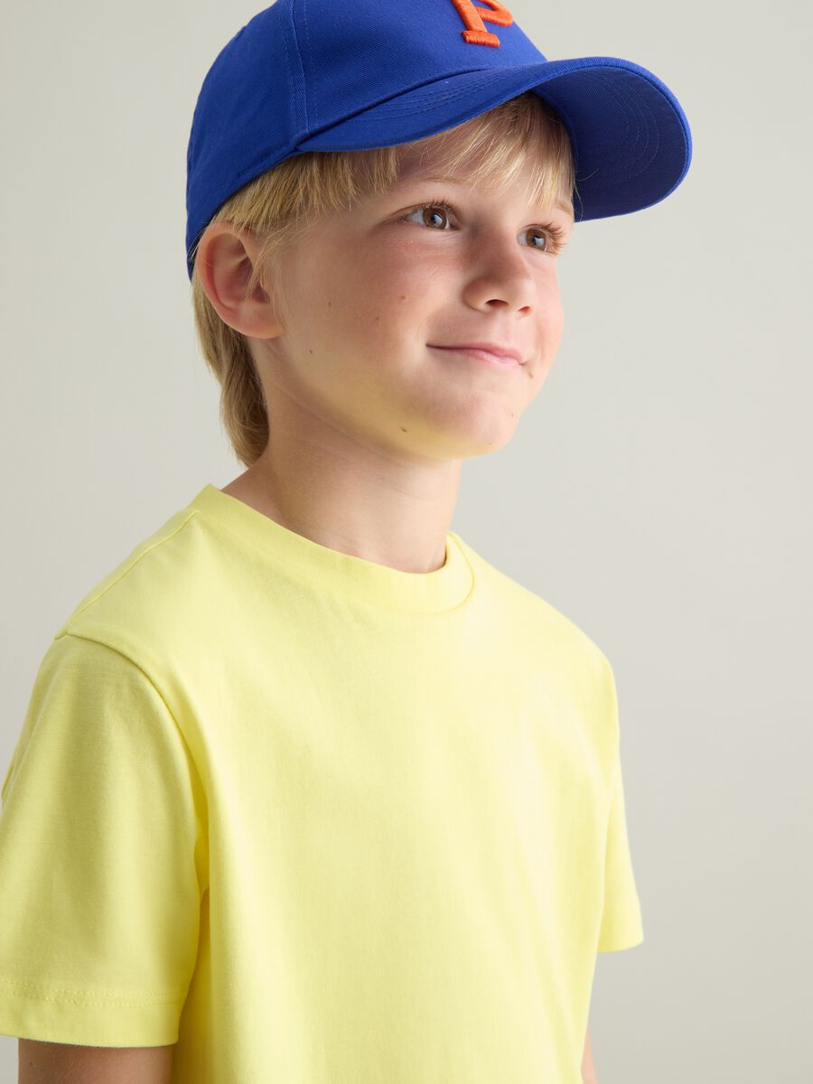 Yellow cotton T-shirt with round neck_1