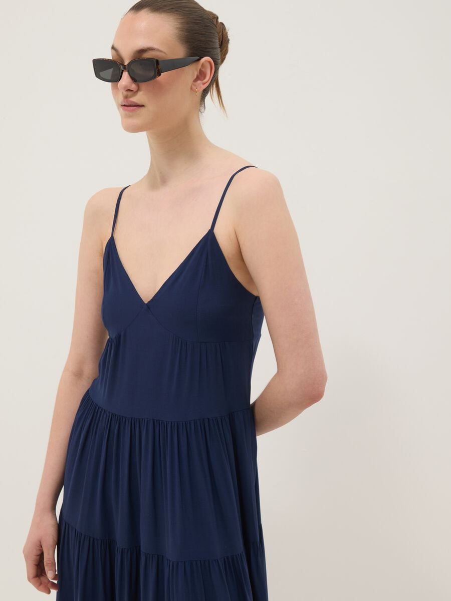 Long blue dress in pure viscose_2