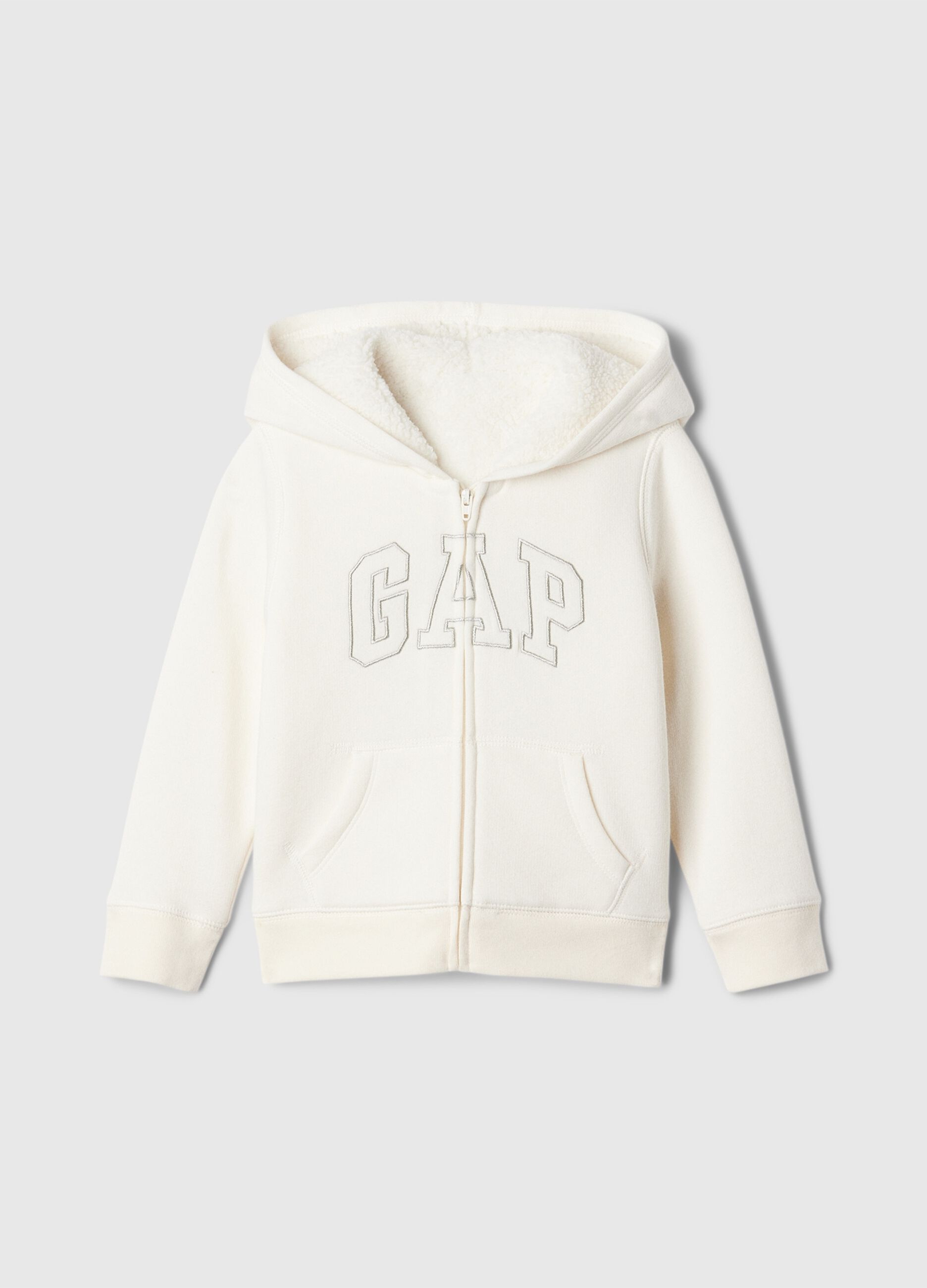 Full-zip con cappuccio interno in sherpa