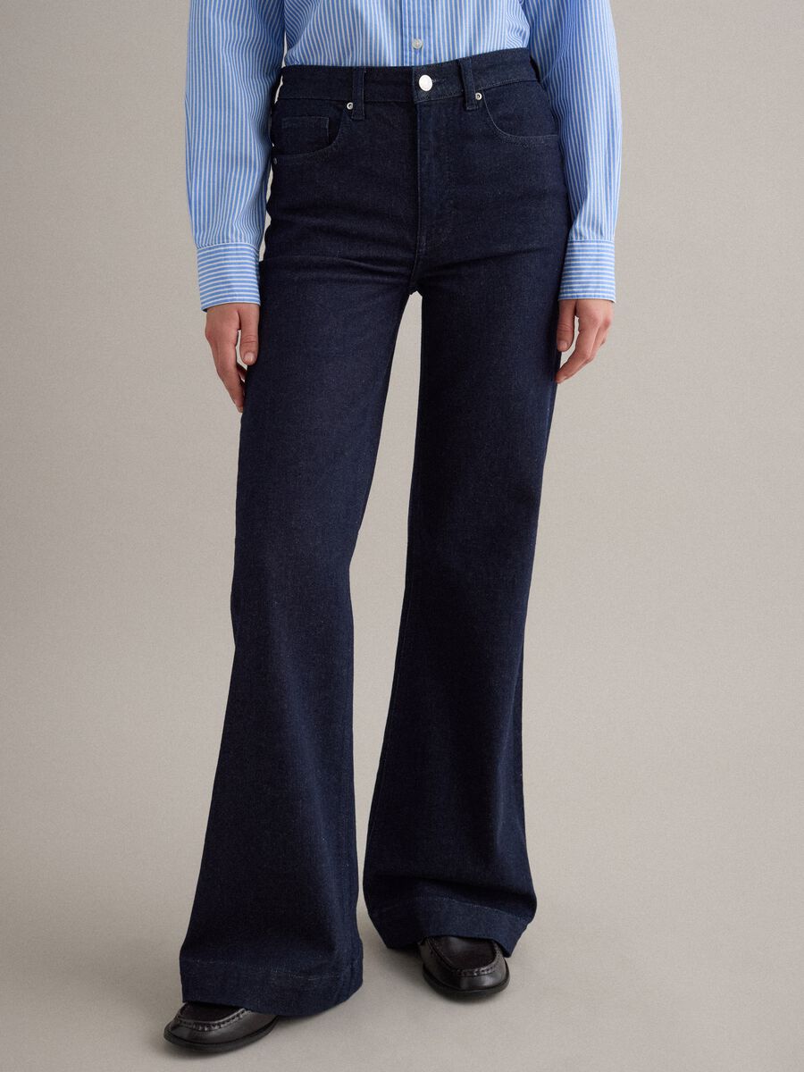 Jeans bootcut blu in cotone elasticizzato_1
